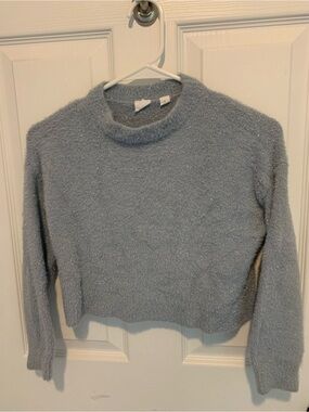 GAP Light Gray Sparkle Fuzzy Crewneck Sweater